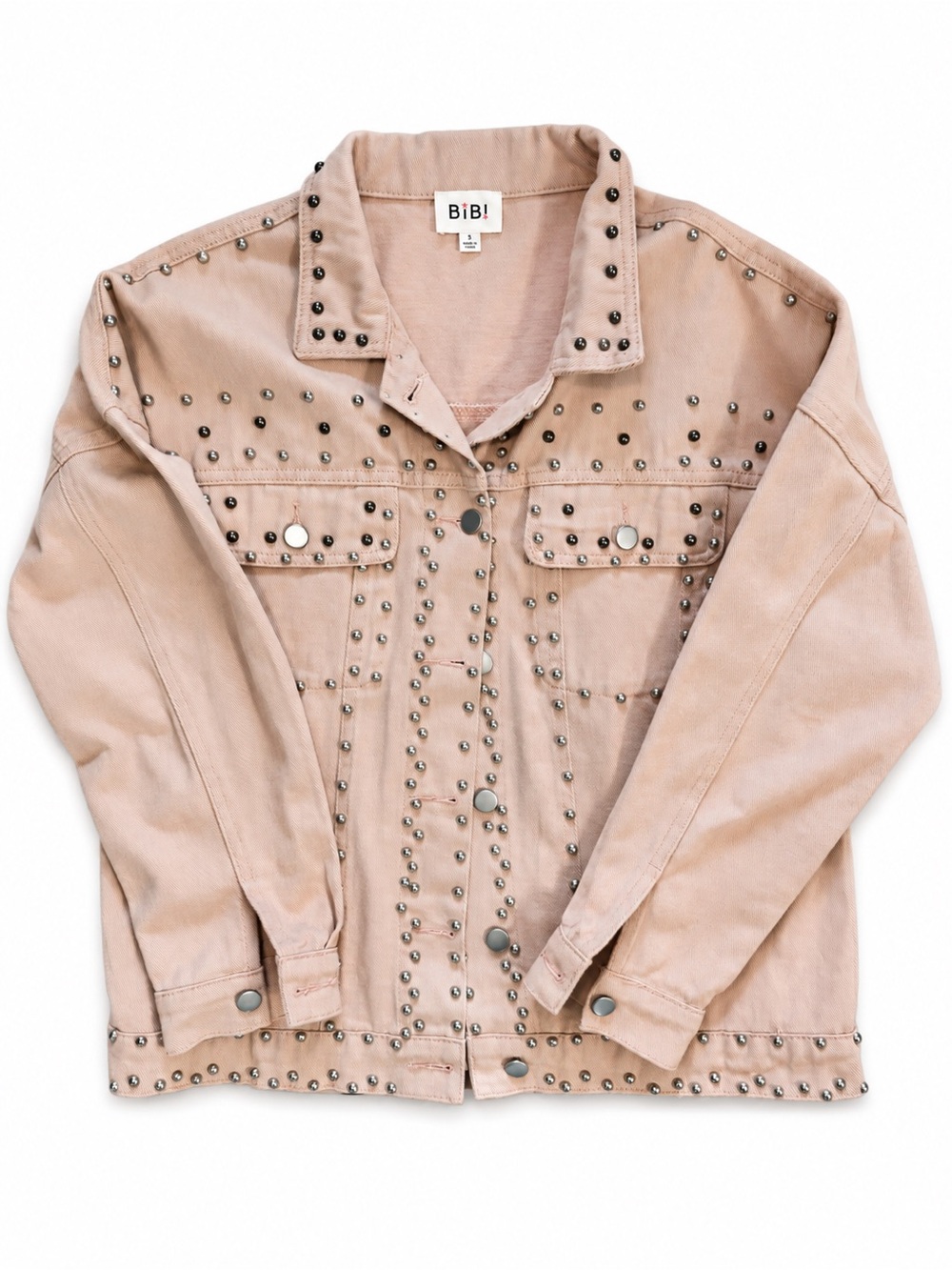BiBi Blush Pink Studded Jean Jacket